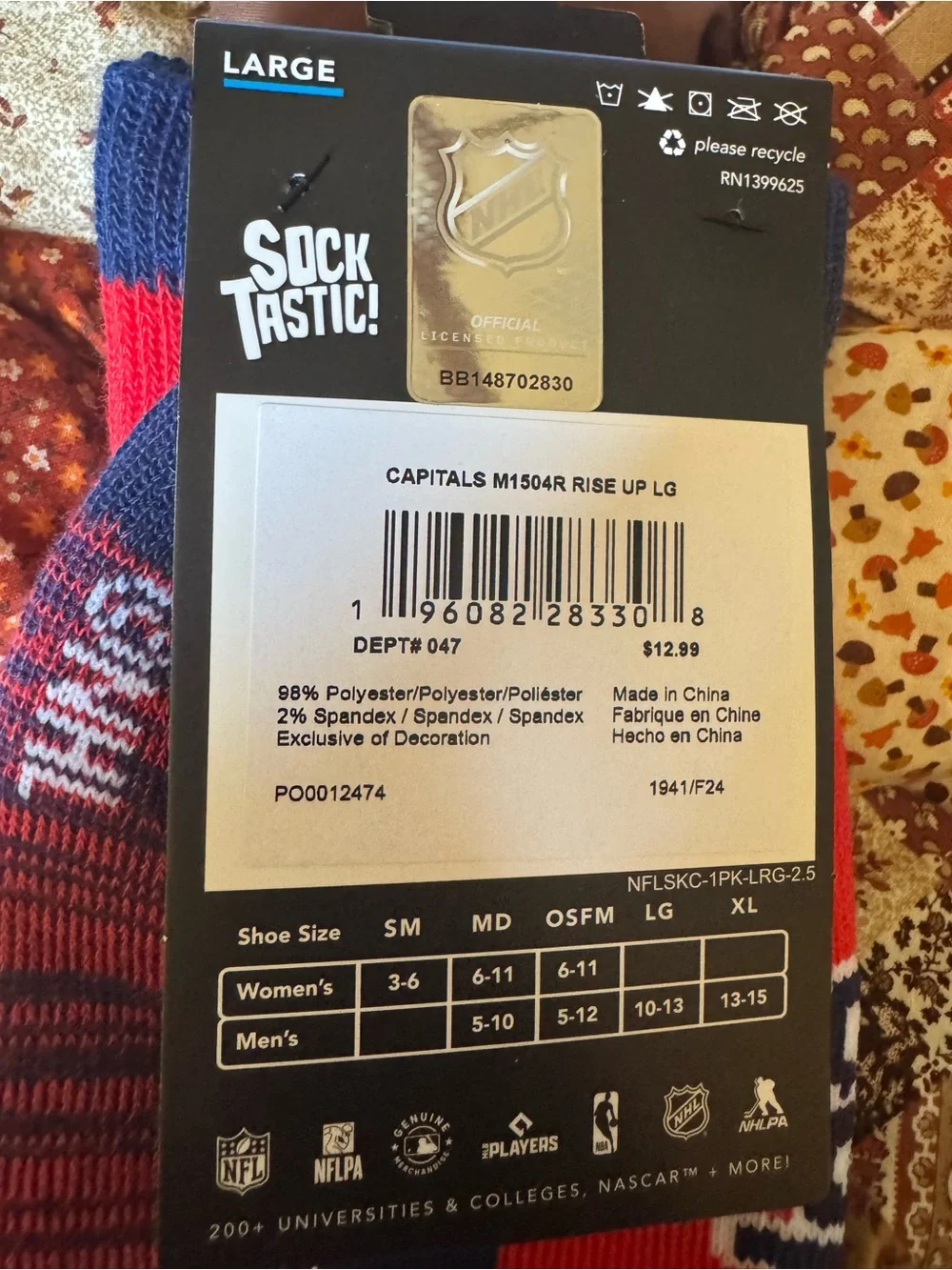 Large Red & Navy Washington Capitals Fan Socks